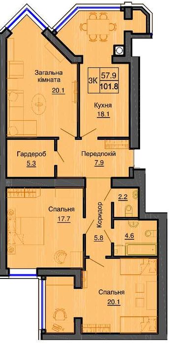 Затишна 3к квартира 105 м2 чекає жк Софія Резиденс з документами
