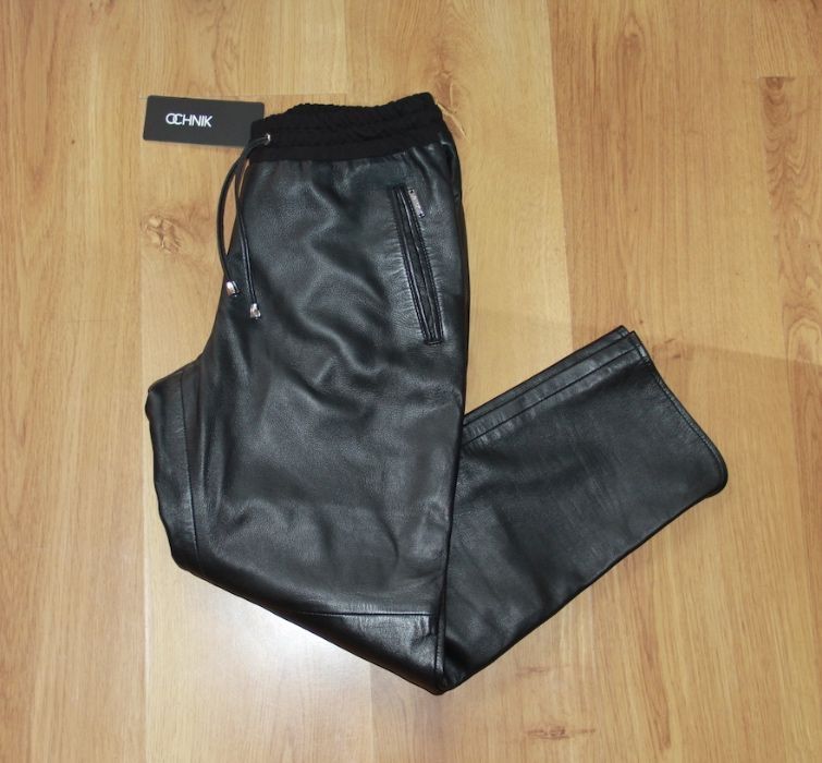 Skóra OWCZA ochnik skórzane czarne spodnie 36 s 34 xs motocykl pierre