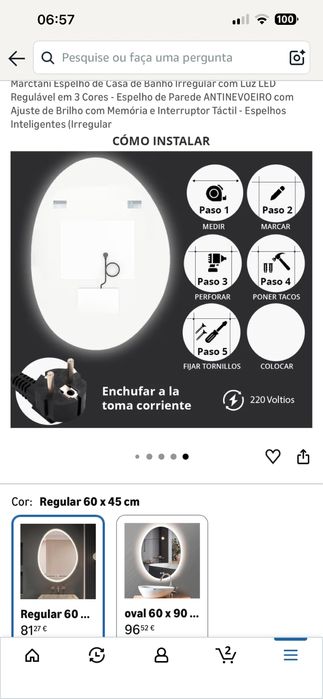 Espelho com led wc