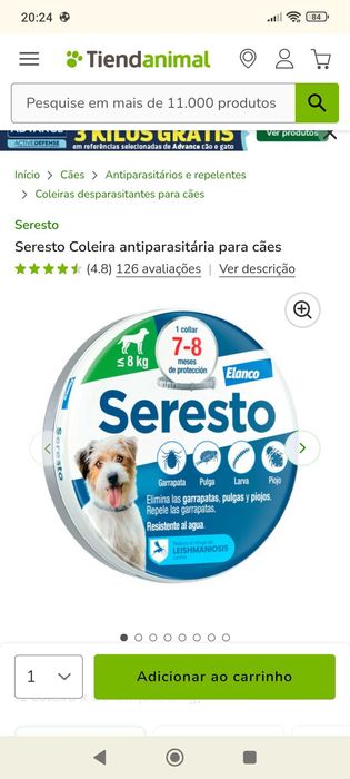 Coleira cão seresto