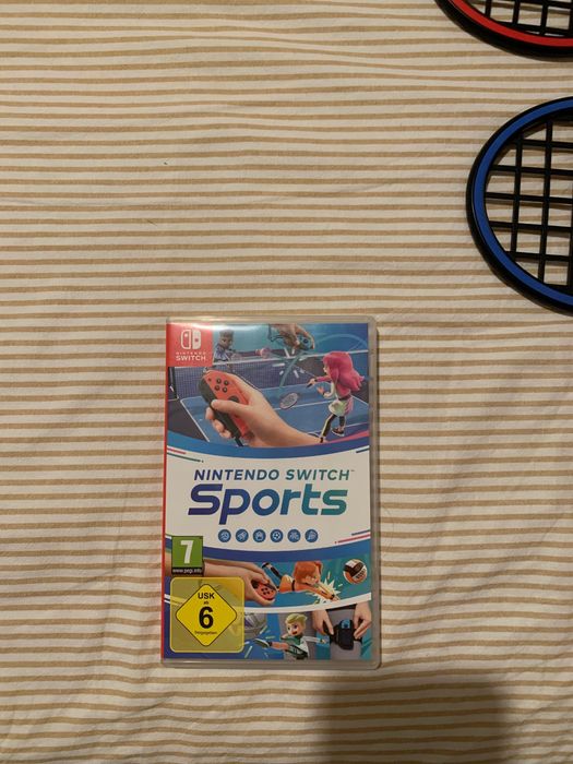Nintendo switch + jogo sports + acessórios + raquetes
