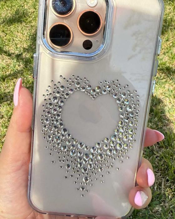 Capa Luxo Coração em Cristais para Iphone e outras marcas