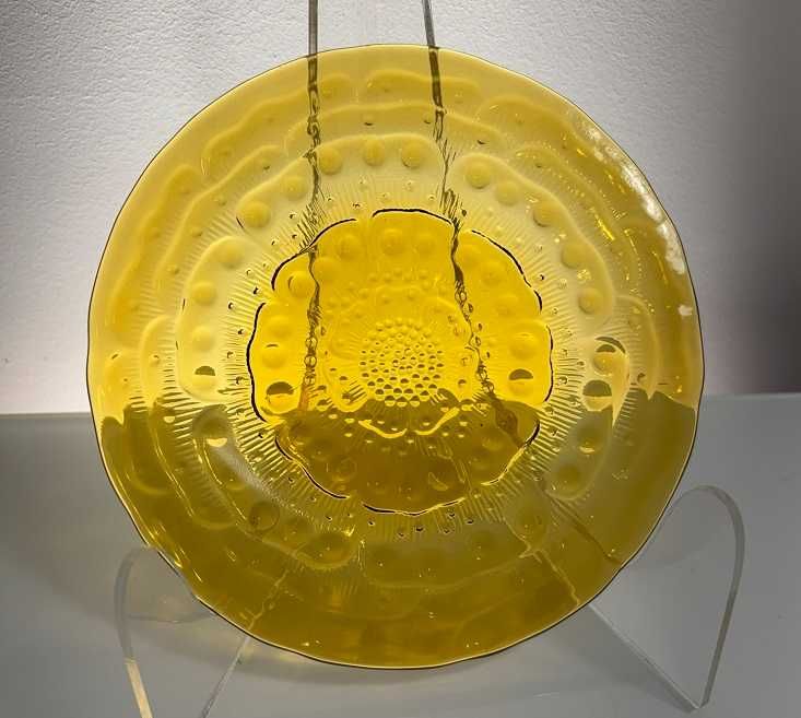 Talerz flora Ząbkowice szkło PRL