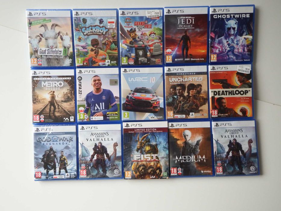 GRY PS5 GOSTYNIN GOW Ragnarok JEDI OCALAŁY Assasins Valhalla Sackboy