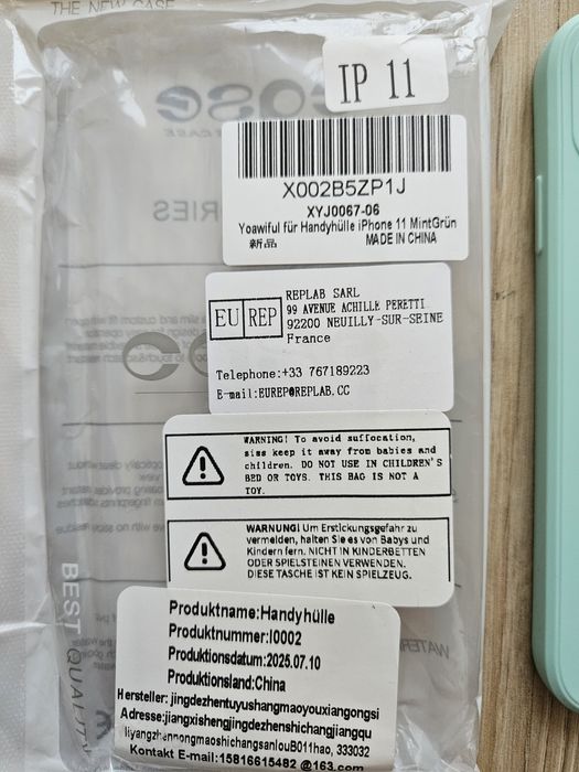 Etui na iPhone 11 z serduszkiem, miętowy , z uchwytem