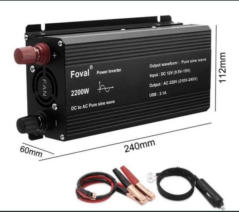 Инвертор | інвертор Foval 12-220v 2200 ват чистый синус pure sine wave