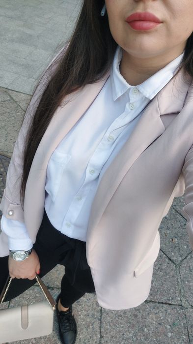 Marynarka ZARA 36 elegancka pudrowy róż basic