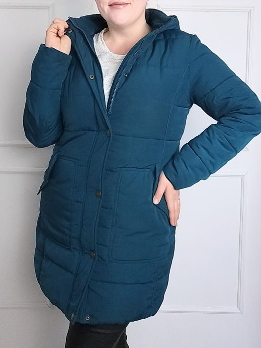 Kurtka długa pikowana ocieplana plus size 44 turkusowa