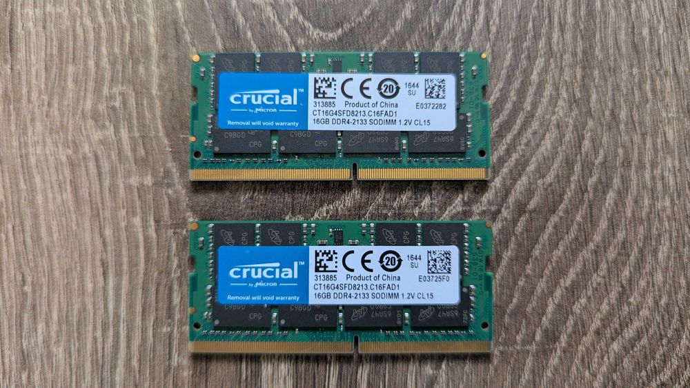 Оперативна пам'ять Crucial 16GB DDR4-2133 SODIMM 1.2V CL15 (Дві планки по 16GB)