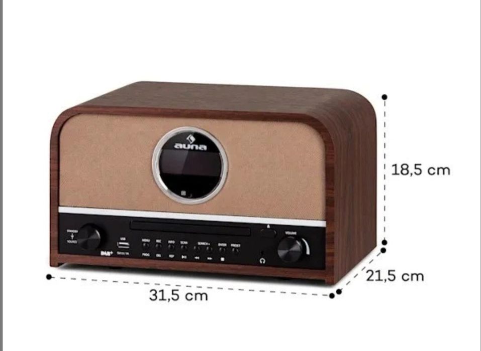 Стереосистема Auna Columbia WOOD FM Bluetooth CD-Player USB