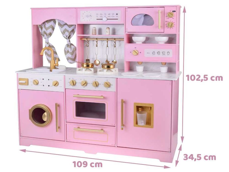 Велика інтерактивна дерев'яна кухня, гламурне золото