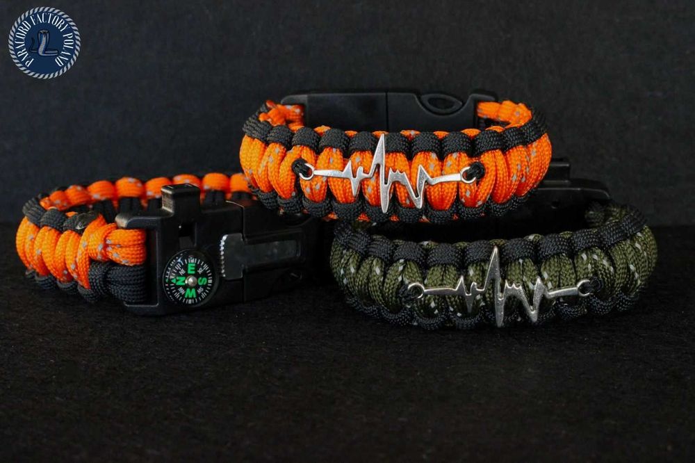 Bransoletka ratownicza odblaskowa linia życia paracord reflective