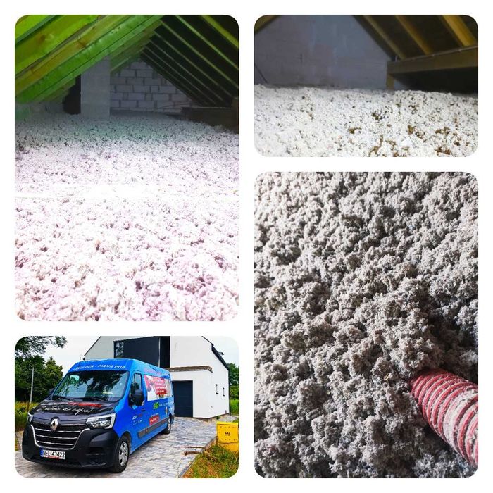 Ocieplenie poddasza celulozą i pianą PUR. Termowizja.