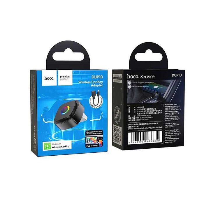 Адаптер в авто беспроводной CarPlay HOCO Mini DUP10  USB-A, Wireless