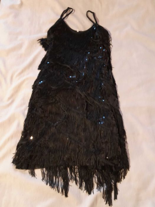 sukienka cekinowa z frędzlami NOWA XL- XXL Wymiary! (latino, lata20te)