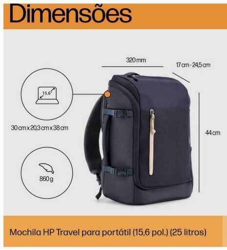 Mochila HP Travel 25 Liter para portátil 15.6" - NOVA