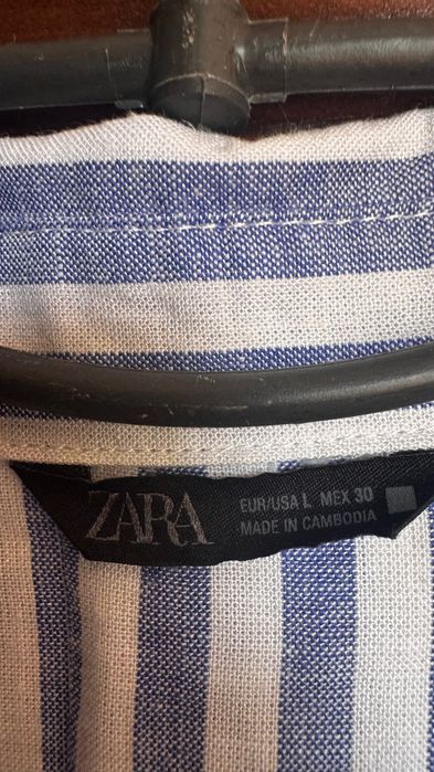 ZARA жіноча сорочка в блакитно-білу смужку, L