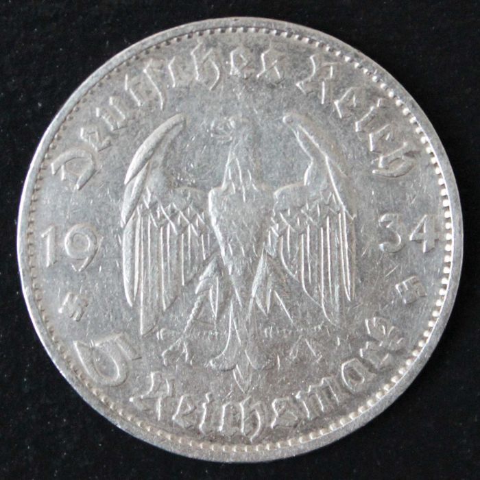 монета 5 марок 1934,1935,1936,1938 года