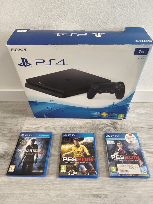 PS4 Slim 1TB + 2 Comandos + Jogos
