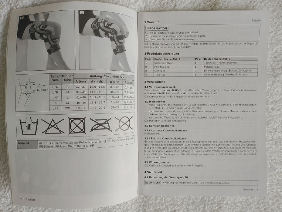 Ортез коленный (правый, новый) OttoBock Genu Arexa 50K13N (Германия)