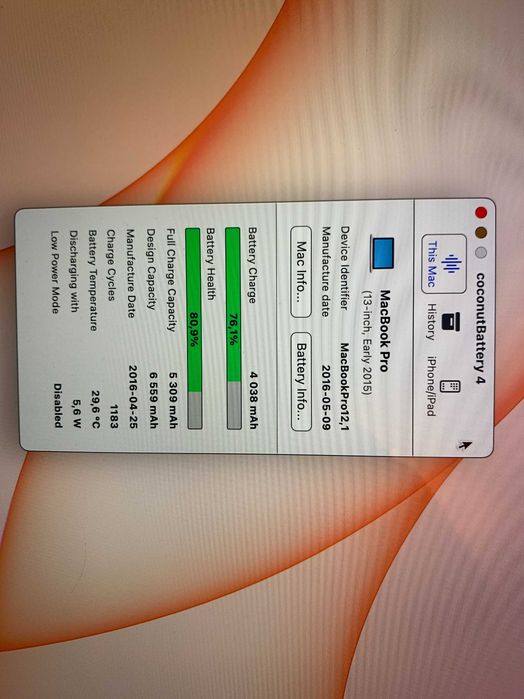 MacBook Pro 13 A1502 2015, 8/256Gb