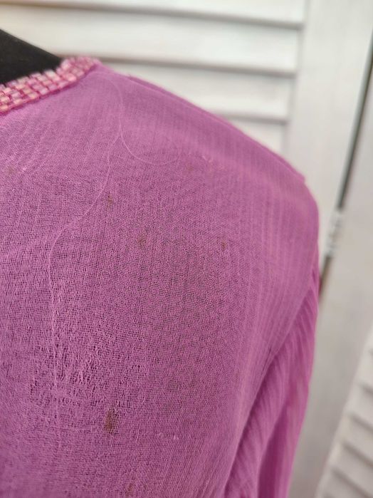 Шелковая блуза градиент с вышивкой пайэтками бисером этно indigo moon