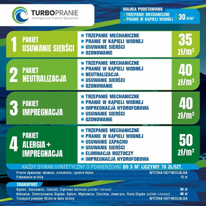 Pranie Dywanów, Czyszczenie Dywanów, Ozonowanie, Transport!