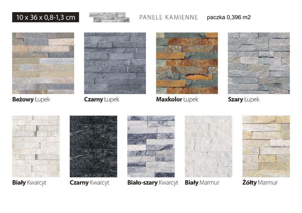 Panel ścienny Łupek Black 10x36"Z" Kamień elewacyjny Cokół Ściana