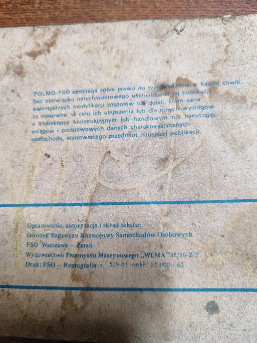 Instrukcja obsługi samochodu Fiat 125p