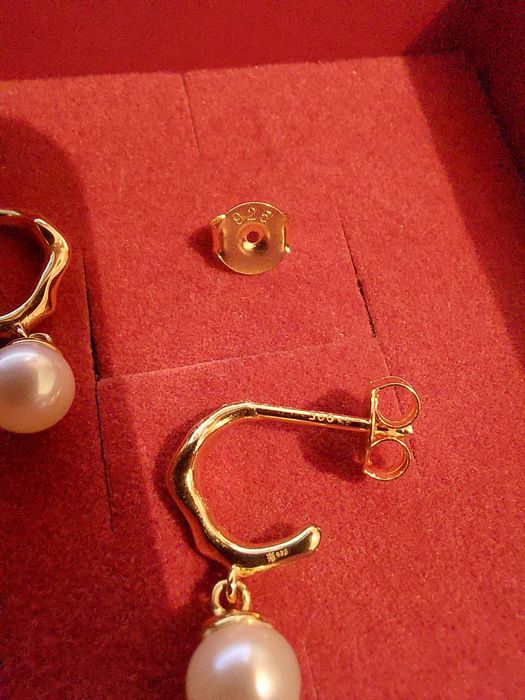 Kolczyki srebrne pozłacane z perłami naturalnymi Ania Kruk