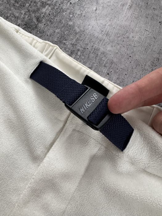 Спортивные Плюшевые Teddy Штаны Nike SB с поясом молочные утепленные