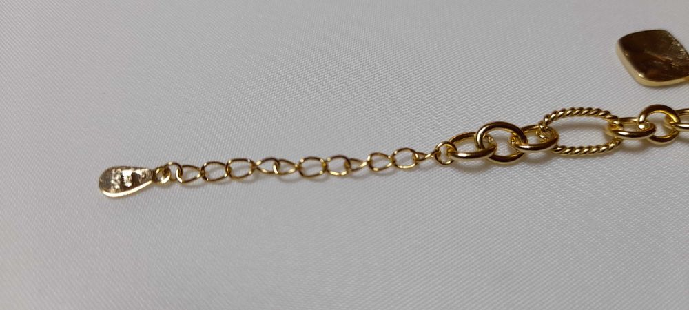 Bransoletka z przywieszkami srebro 925 pozłacane 17-20 cm