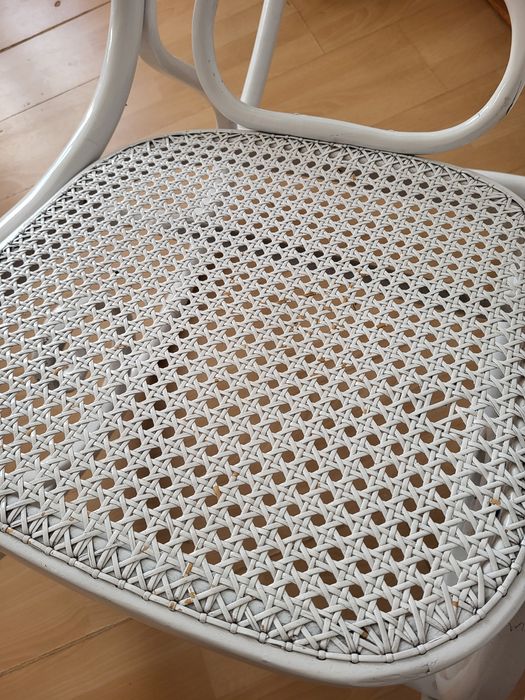 Duży biały fotel bujany bujak PRL połysk