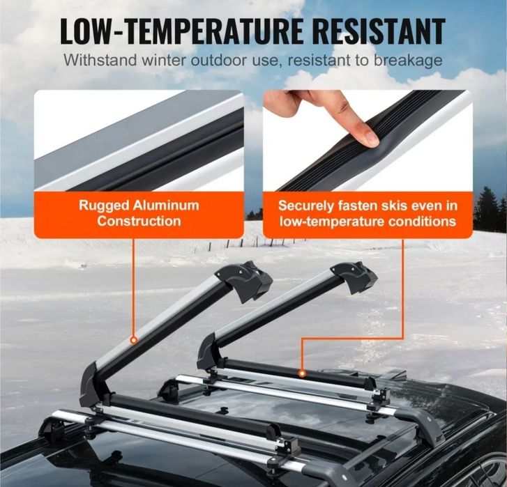 Suporte para esquis e pranchas de snowboard VEVOR, rack universal de teto para carros de 31,7 polegadas, compatível com a maioria das barras