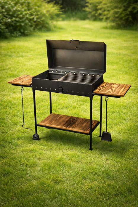 Мангал 4 мм на 12 шампуров с крышкой,  барбекю,