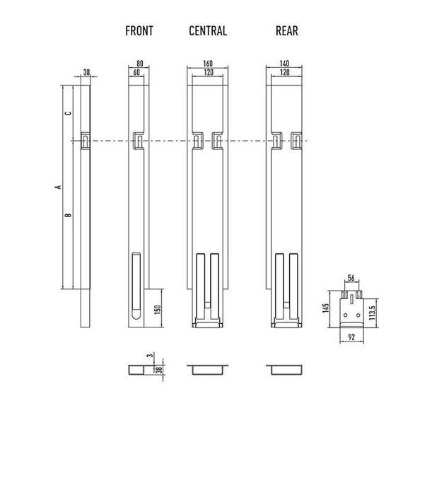 Słupek kłonica burty wypinana z zamkami H400-1000/25