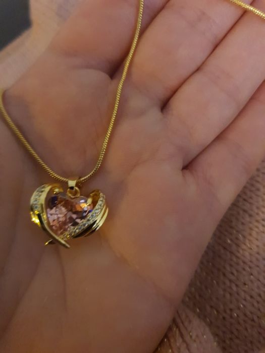 Złoty Łańcuszek z Sercem 3D Prezent Walentynki Dzień Kobiet Urodziny