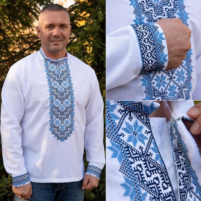 Чоловіча вишита сорочка вишиванка українська лляна з довгим рукавом