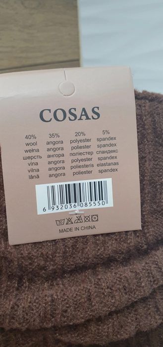 Brązowy ocieplacz na nogi łydki sweterek na  buty kozaki angora wełna