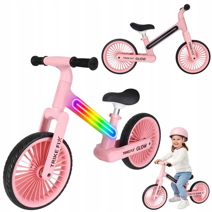 Rowerek Biegowy Trike Fix Glow Różowy Rama LED