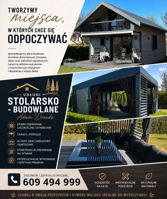 domek drewniany altana taras pergola
