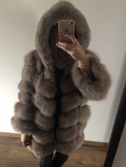 Futro i kamizelka w jednym kaptur futro lisa hit