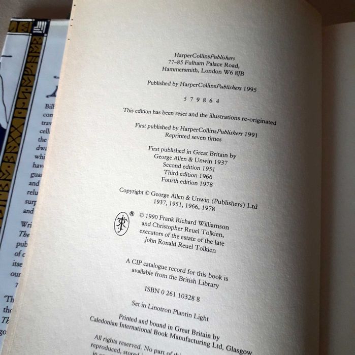 J R R Tolkien - The Hobbit - HarperCollins Edition HB 1995
