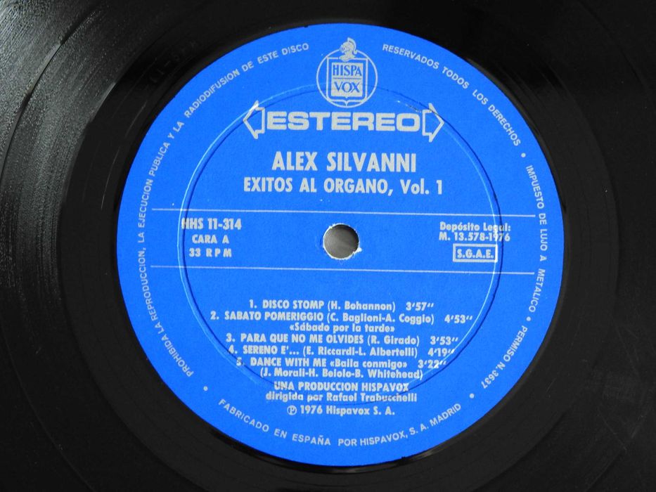 Alex Silvanni Exitos Al Organo Vol.1 1976 LP пластинка Испания EX