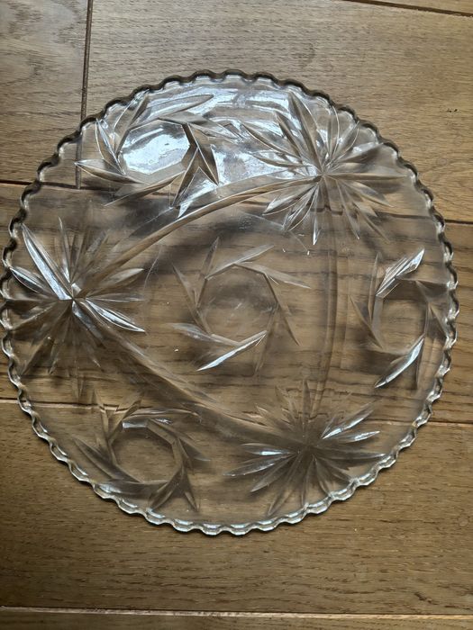 Patera z grubego i ciężkiego szkła PRL