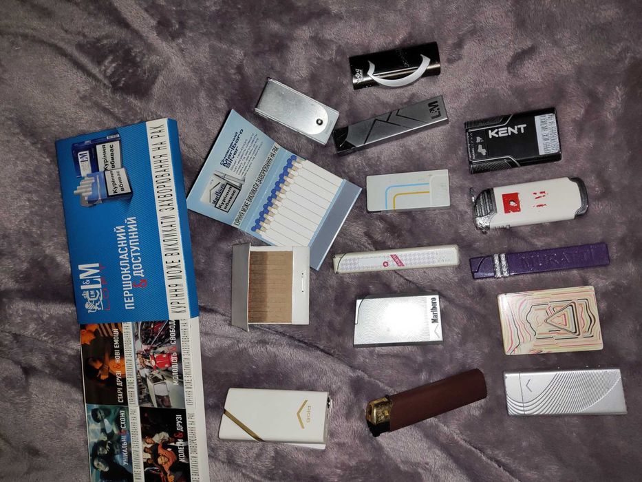 Зажигалки спички коллекционирование Malboro Camel Murati Kent LM Vogue