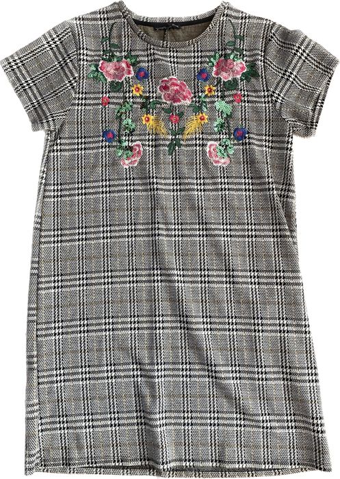 Sukienka w kratę i kwiaty Zara