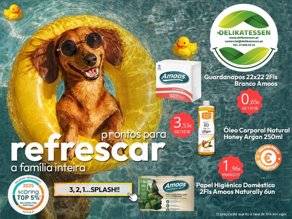 Guardanapos, óleo corporal, e papel higiénico em delikatessen.pt