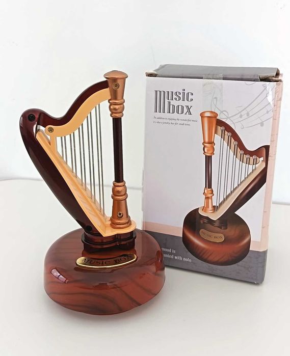 Caixa de música giratória - Harpa