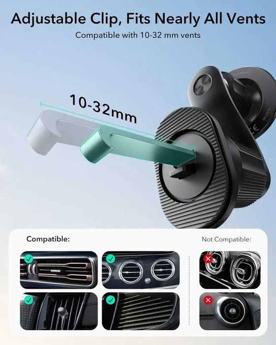Магнитный автодержатель ESR OmniLock Magnetic Air Vent Car Mount Black
